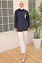 2061 Embroidery Detailed Pocket Shirt Navy Blue - 2