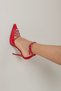 Maven Stone Detailed Red Suede Suede 10 cm Women's Stiletto, High Heels - 2