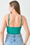 Women's Green Stretchy Sandy Fabric Adjustable Gathered Chain Strap Detail Crop Blouse 10612 - 3