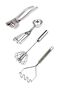 Stainless Steel Garlic Press, Ice Cream Scoop, Whisk, and Potato Masher