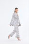 Satin Kimono Jacket and Pants Set - Tasseled Sleeves - 2