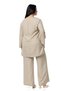 Plus Size Blouse and Pants Set with Side Button Detail in Beige Color - 4