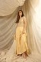 Maxi Length Camel Skirt with Flounces, Elastic Waist and Belt Detail - 4