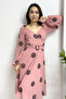 Women's Floral Patterned Viscose Summer Belted Dress Purple, White, Powder - 3
