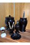 Naomi Collection 5 Piece Bathroom Set - Ceramic, Black-Dark - 5