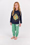 Licensed Navy Blue Girl's Ribbed Pajama Set