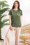 Cactus Khaki Women's Pajama Set - Crew Neck, Short Sleeve