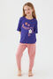 Rolypoly Positive And Happy Purple Girl's Short Sleeve Pajama Set