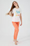 Rolypoly Think Happy Be Happy Cream Women's Short Sleeve Pajama Set - 2