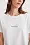 Glenda Women's Embroidered Regular Fit 100% Organic Cotton Knitted White T-Shirt with Crew Neck - 2
