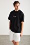 RICO Men's 100% Cotton Front and Back Printed Crew Neck Short Sleeve Oversize Black T-Shirt - 5