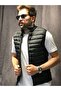 Men's Black Puffer Vest Zippered Pocket Stand Collar Padded Sleeveless Vest - 4