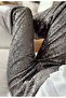 Elastic Waist and Sequin Sequined Design Loose Trousers Silver - 4