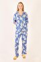 Metraj Printed 100% Cotton Knitted Pajama set Blue Floral - 5
