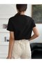 Shine Diamond Mini Design Text Printed Oversize Casual Cut White Minimal Summer Women's T-Shirt - 2
