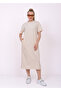 Women's Cream Casual Short Sleeve Summer Combed Cotton Dress / Sevde Ugur