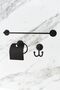 Black Wide Covered Toilet Napkin Holder / Long Towel Holder / Robe Hanger Bathroom Set