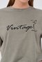 Women's Khaki Washed Print Detail Crew Neck T-Shirt - 8