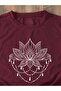 Women's Burgundy Water Lily Flower Printed Oversized T-Shirt - 3