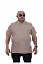 Large Size Men's Polo Collar T-Shirt - Leaf 24457 BEIGE