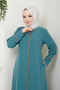 Stylish Quality Elegant Ferace WATER GREEN ABAYA PARDES with Stone Embroidery from Arm and Length - 4