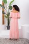 Women's Carmen Collar Skirt Ruffled Maxsi Length Powder Chiffon Dress - 4