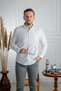 İnterview Sarar Goias Collar Buttoned Slim Fit Linen Green Ecru Shirt - 2