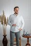 İnterview Sarar Goias Collar Buttoned Slim Fit Linen Green Ecru Shirt - 6