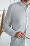 İnterview Sarar Goias Collar Buttoned Slim Fit Linen Green Ecru Shirt - 3