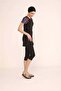 Women's Black Short Sleeve Semi-Covered Hijab Swimsuit with Tights and Bonnet Set - 4