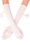White Lycra Sendi Fabric Tasseled Long Bridal Gloves - 2
