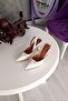 Pearl Leather Back Strap 9 cm Square Heeled Pearl Wedding Dress Women's Shoes - 3