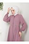 Summer Mevlana Style Flared Abaya/Coat with Patterned Sleeves and Waist - 5