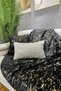 Rabbit Plush Gold Foil Printed Sofa Cover & Shawl - Black