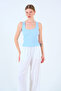 Women's Blue Medium Reverse Stitched Cotton Basic Undershirt - 5