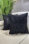 Tasseled Sequined Throw Pillow - Black - 2