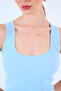 Women's Blue Medium Reverse Stitched Cotton Basic Undershirt - 4