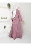 Summer Mevlana Style Flared Abaya/Coat with Patterned Sleeves and Waist - 4