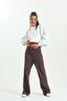 Brown High Waist Wide Leg Sweatpants - 4