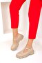 Beige Patent Leather Women's Loafer Shoes 18590 - 5