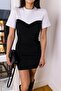 Black Dress with Draped Front T-shirt Detail