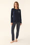 Navy Blue Women's Long Sleeve Pajama Set - 3