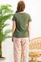 Cactus Khaki Women's Pajama Set - Crew Neck, Short Sleeve - 4