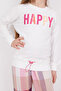 Happy Cream Girl's Long Sleeve Pajama Set - 4