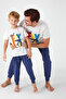 طقم بيجامة للأولاد بأكمام قصيرة من Rolypoly Tour Fly Beige Melange - 7