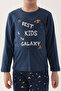 أفضل مجموعة بيجامة للأطفال بأكمام طويلة من The Galaxy Navy Blue Boy - 4