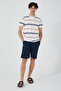 Stripped Cream Men's Trousers Shorts T-Shirt 3 Pieces Set