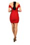 Women's Red Draped Gathered Lined Mini Dress - 2