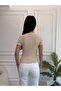 Women's Cream Chain Ribbed Knitted Blouse - 4
