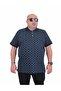 Men's Large Size Polo Collar T-Shirt Square 24452 Navy Blue